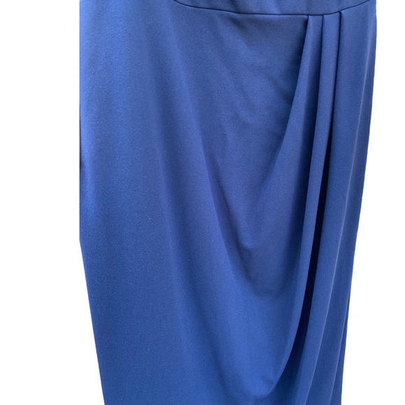 XSCAPE Navy Blue Off the Shoulder Sheath Tulip Gown Plus Size 14W - Picture 14 of 15